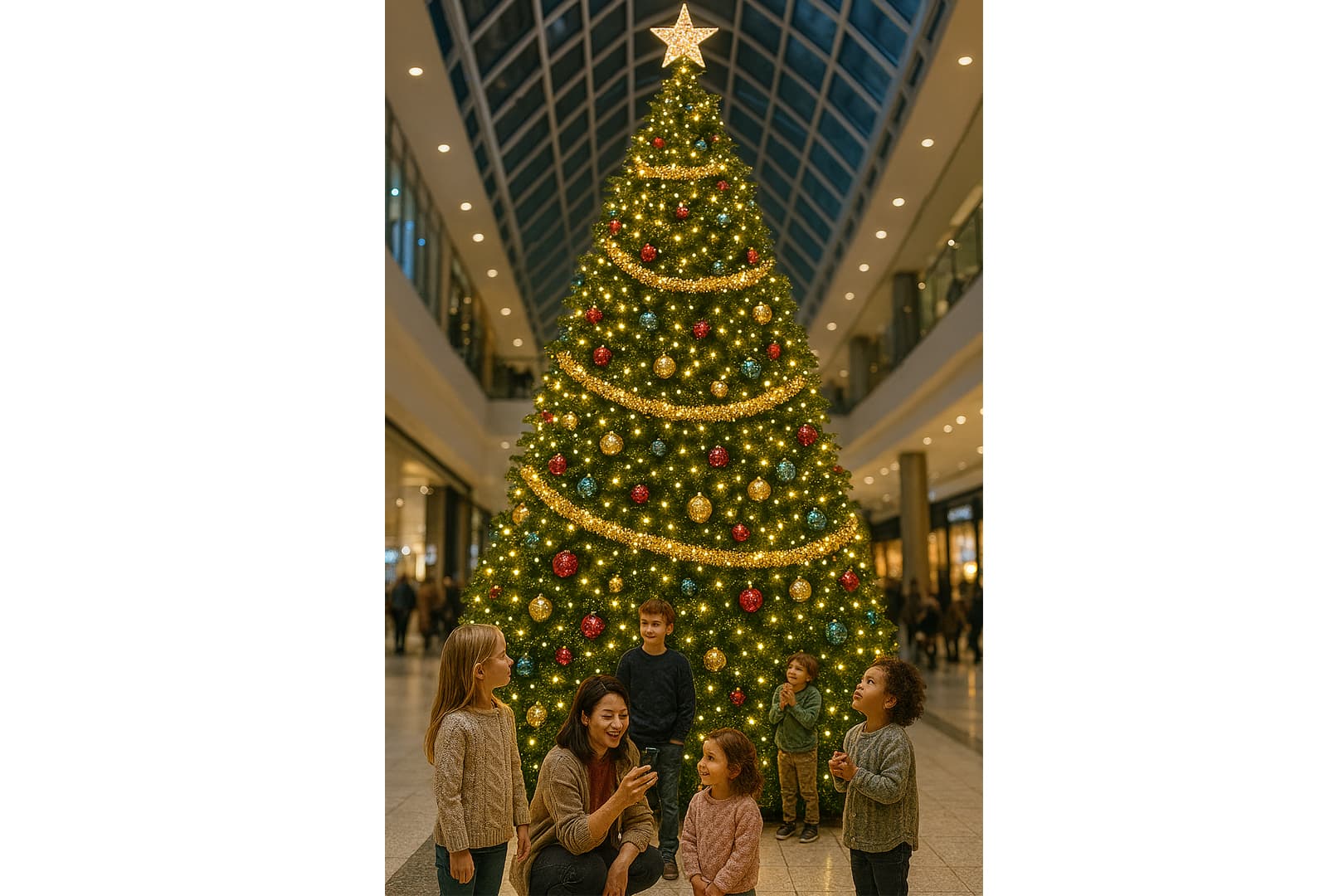 Ảnh: Cây thông Noel trang trí rực rỡ tại trung tâm thương mại